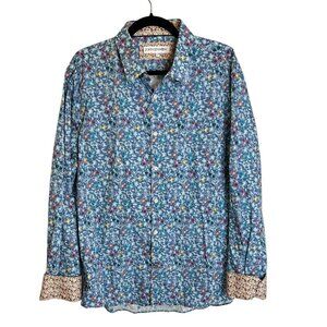 John Lennon Flip Cuff Floral Button Down Mens Shirt Sz XL Colorful Bold Print